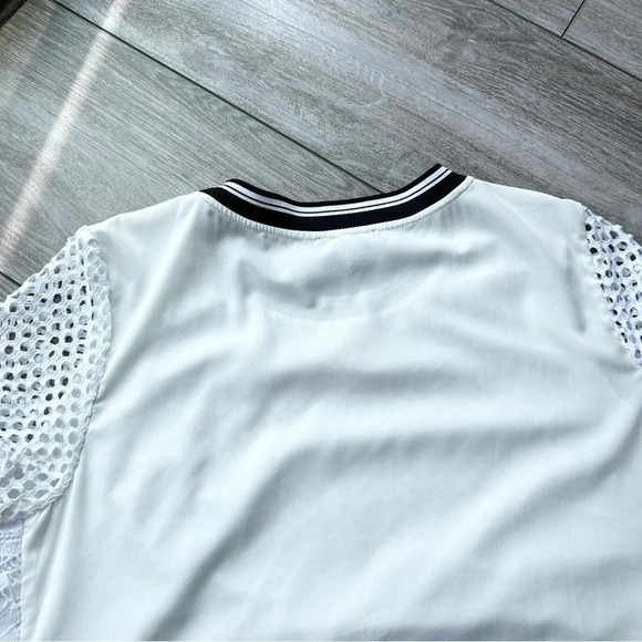 Trouve White White Mesh CROCHET OVERLAY Blouse - Picture 13 of 16